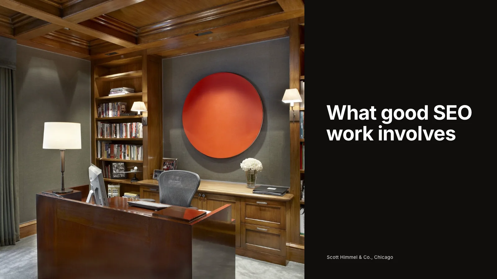 SEO plan for an interior design studio with service pages, Google profile and reports