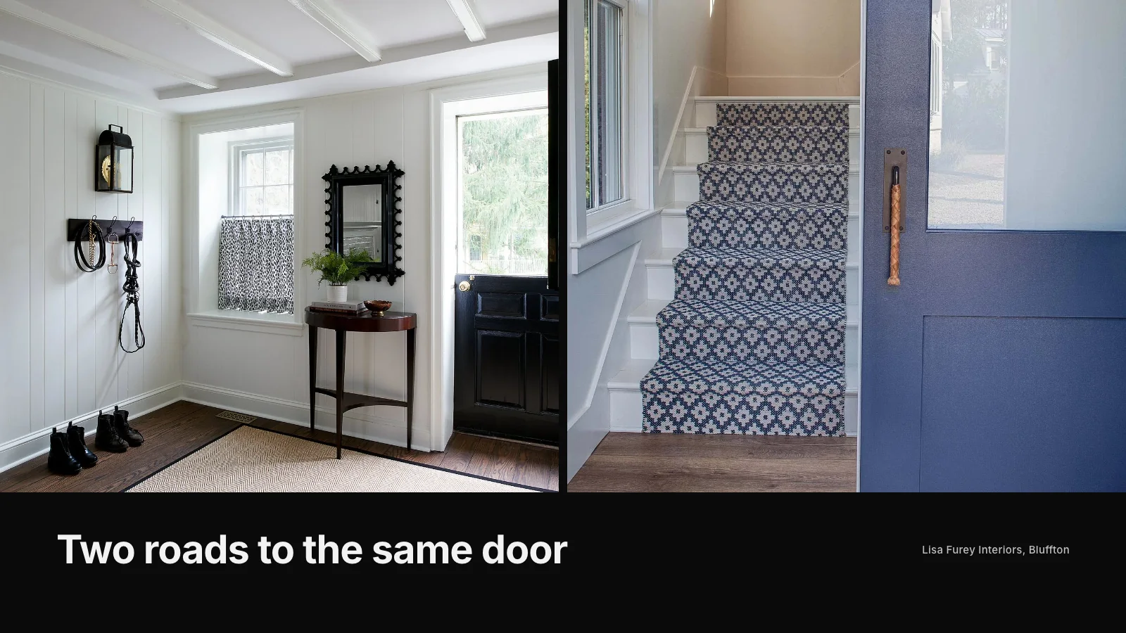 Instagram profile and Google search results for the same interior design studio side by side