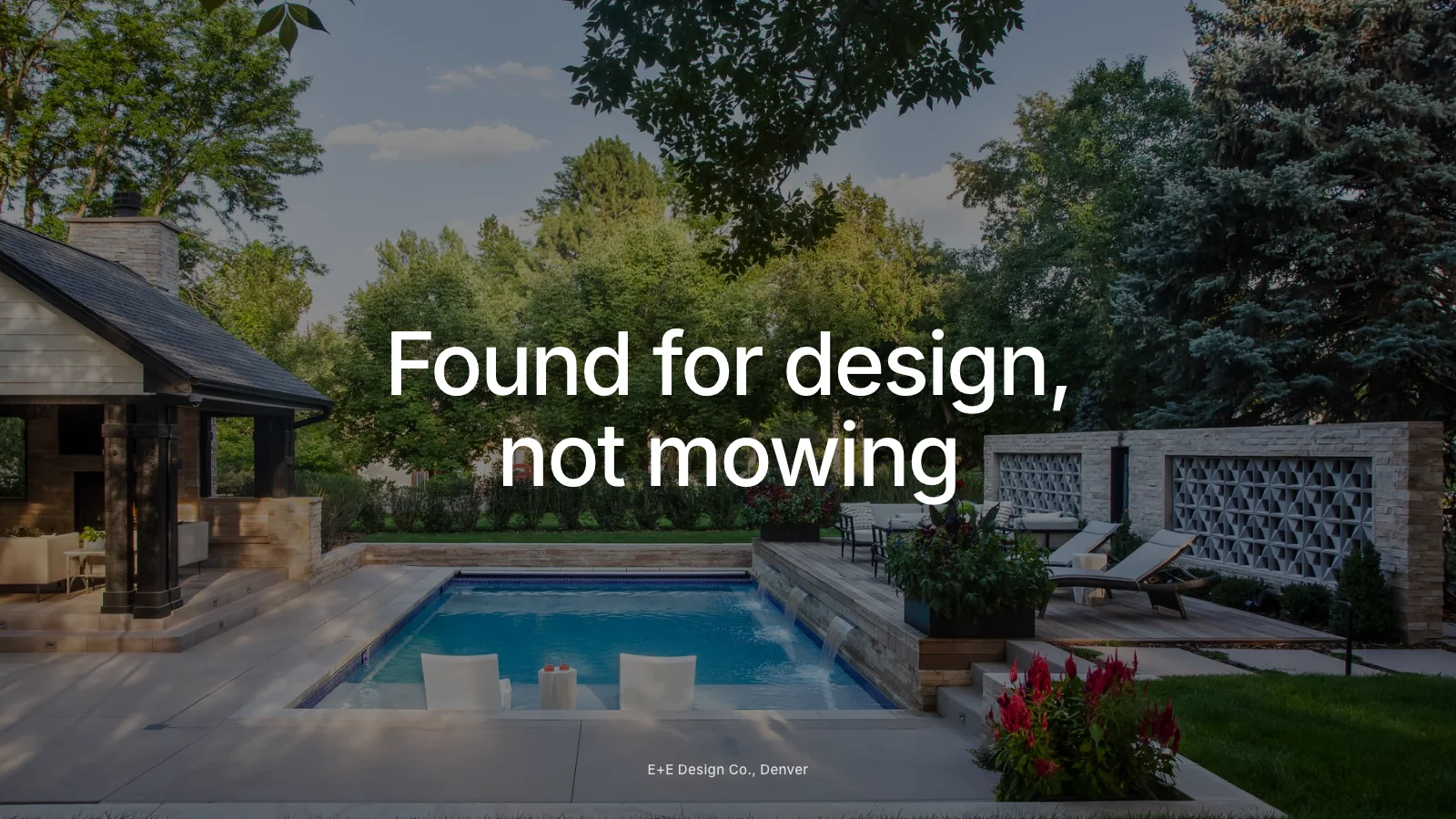 Landscape design firm project page showing a designed garden and terrace