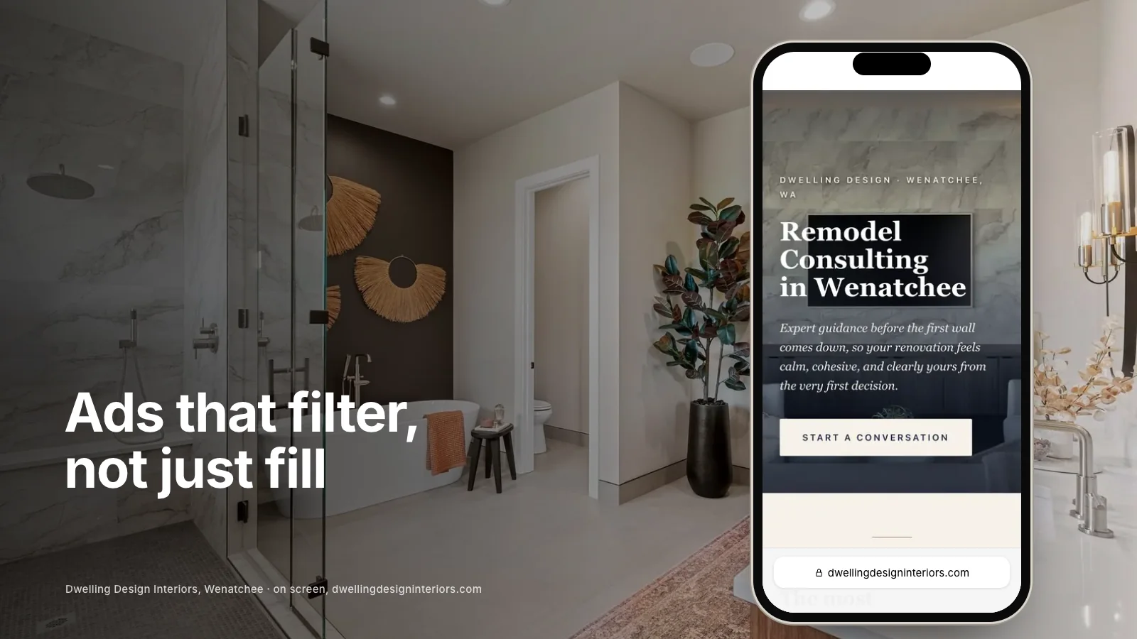 Remodeling ad on Instagram showing a before and after bathroom renovation
