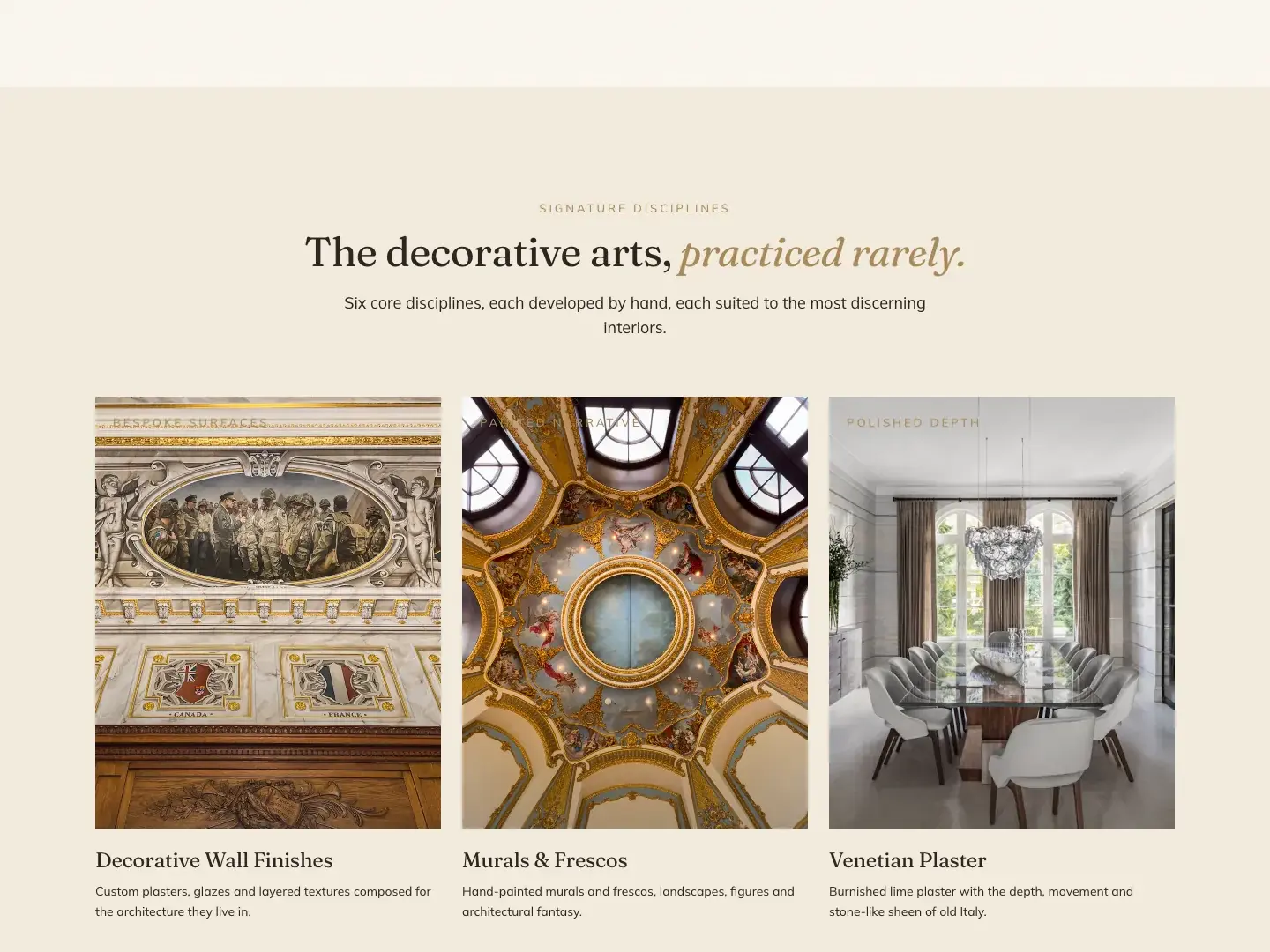 Delaney Fine Finishes website, disciplines