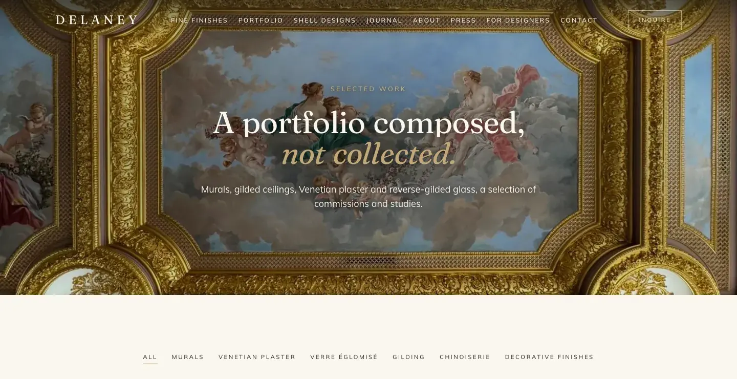 Delaney Fine Finishes website, portfolio