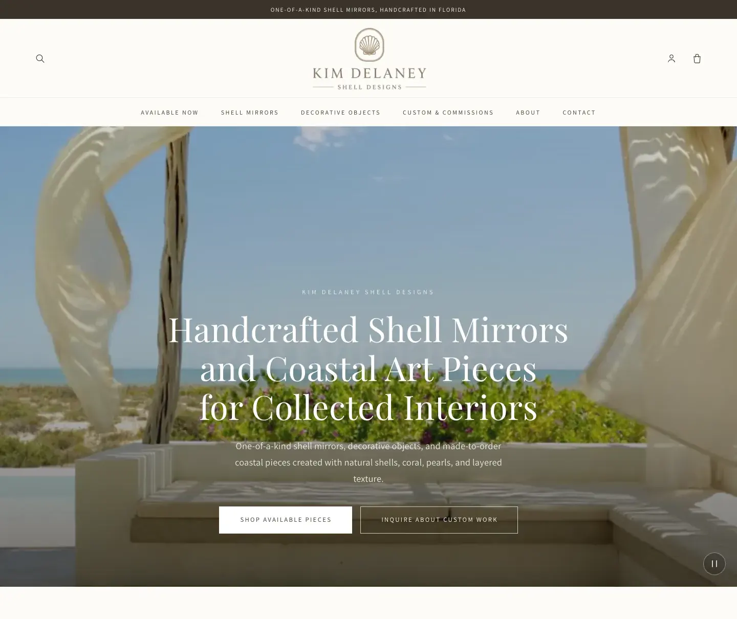 Kim Delaney Shell Designs website, home page