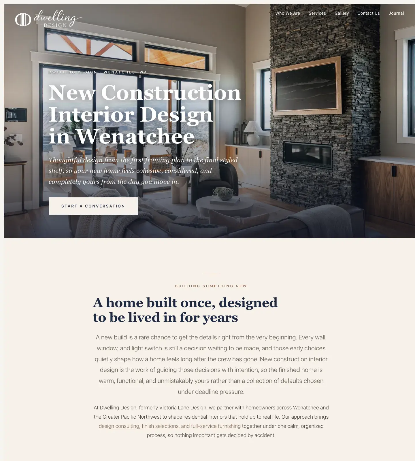 Dwelling Design Interiors website, new construction page