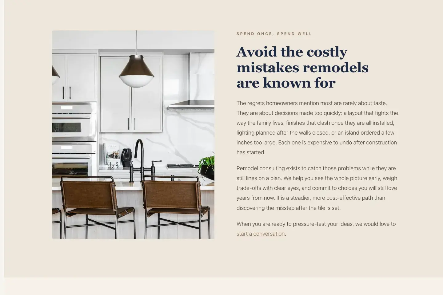 Dwelling Design Interiors website, remodel consulting page