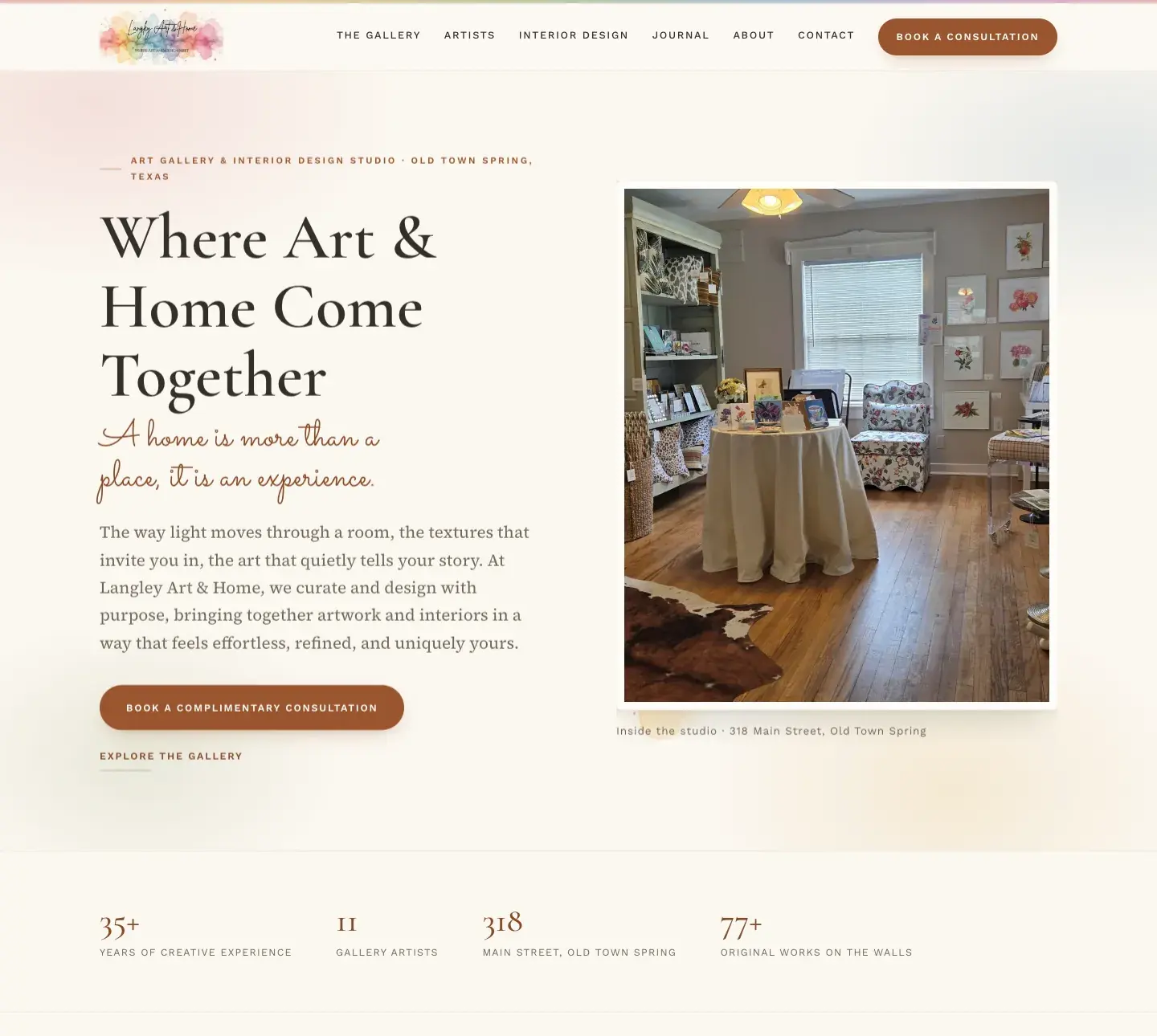 Langley Art & Home website, home page