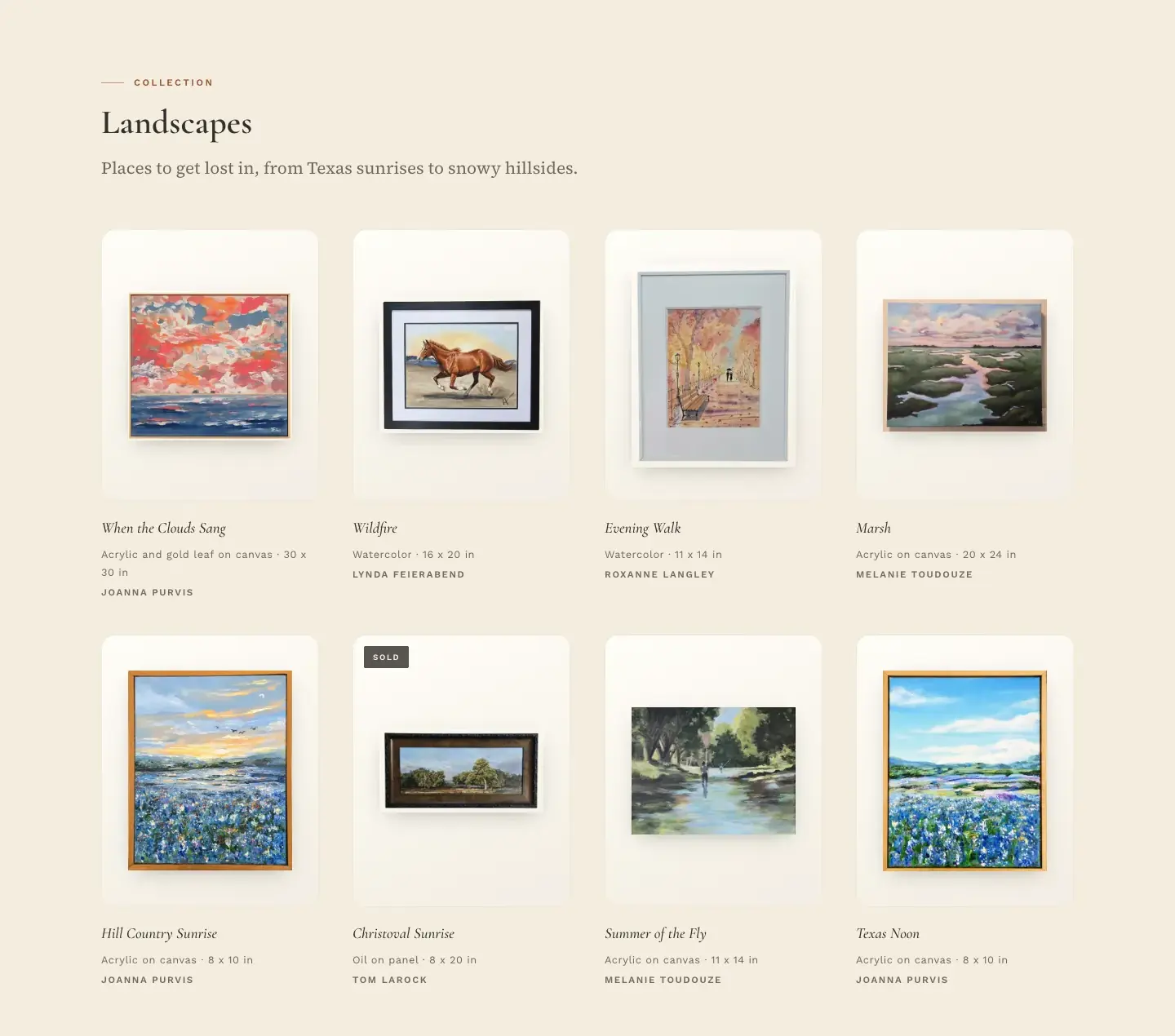Langley Art & Home website, art collection