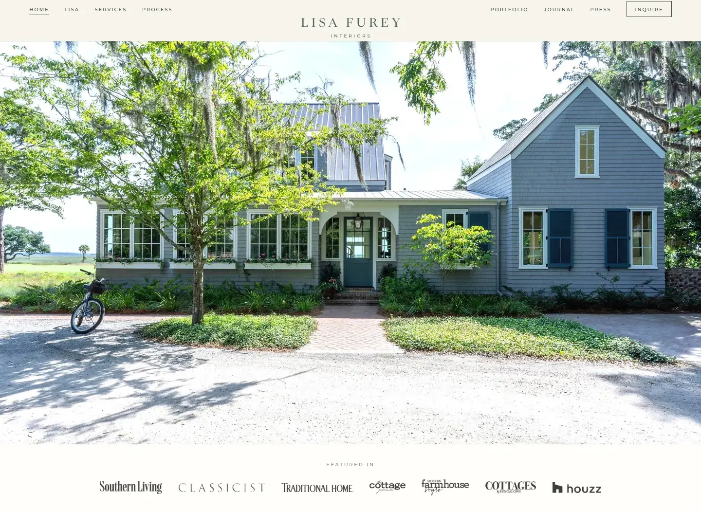 Lisa Furey Interiors website, home page
