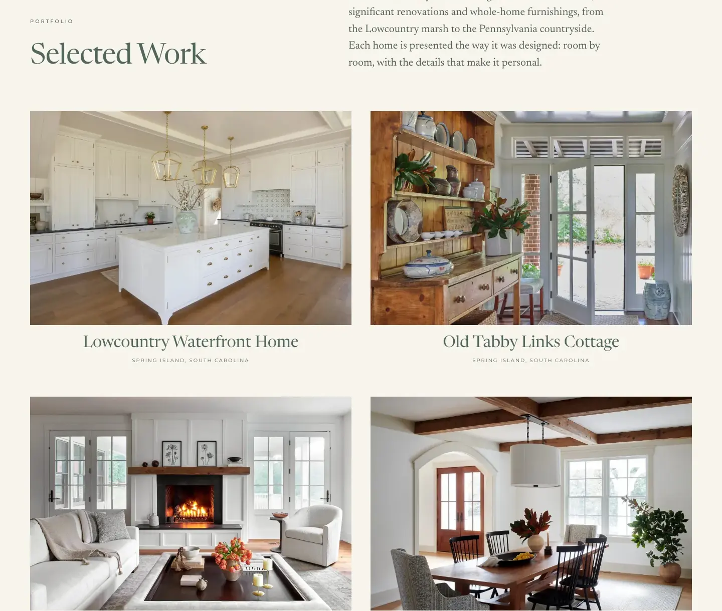 Lisa Furey Interiors website, portfolio
