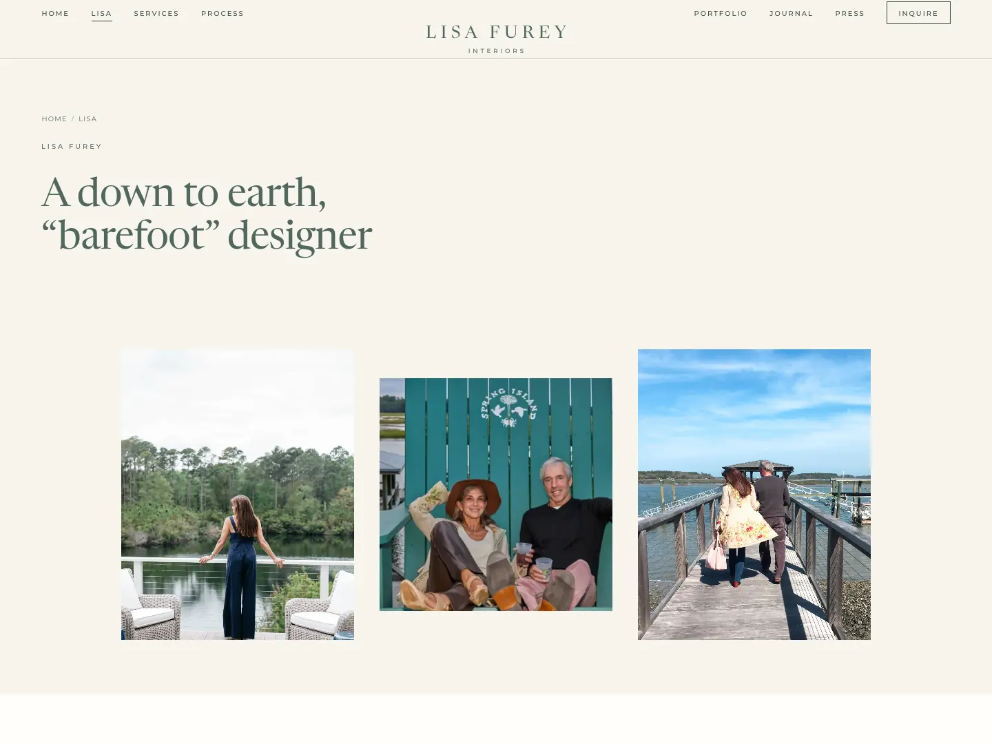 Lisa Furey Interiors website, about page