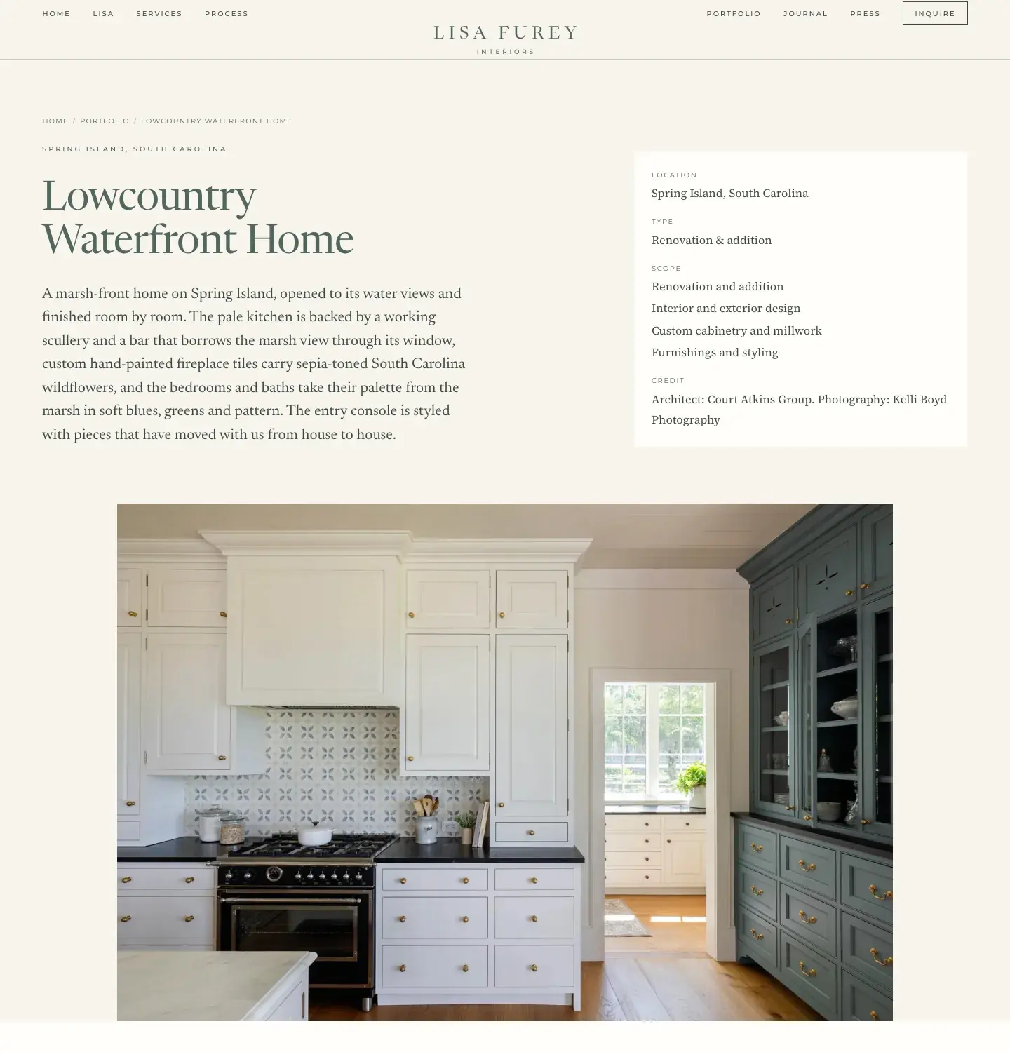 Lisa Furey Interiors website, project page