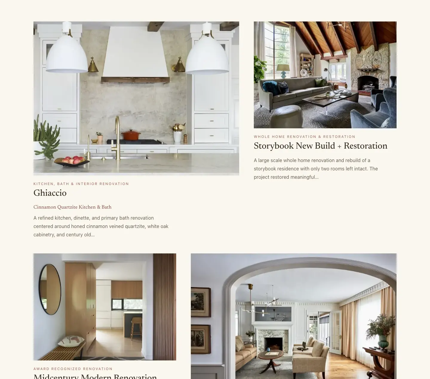 Martire Custom Homes website, portfolio