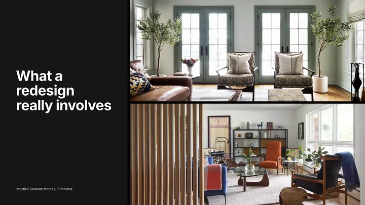 Old and new versions of a design firm website shown side by side