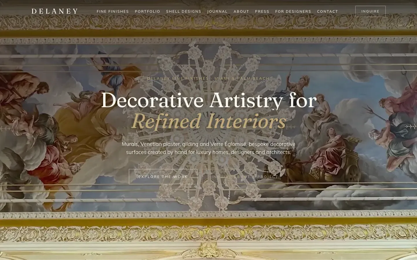 Delaney Fine Finishes website, home page