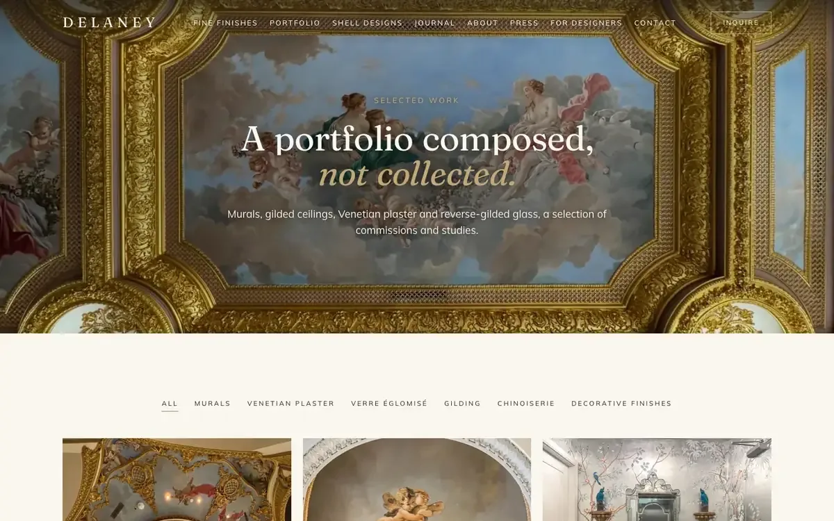 Delaney Fine Finishes website, portfolio