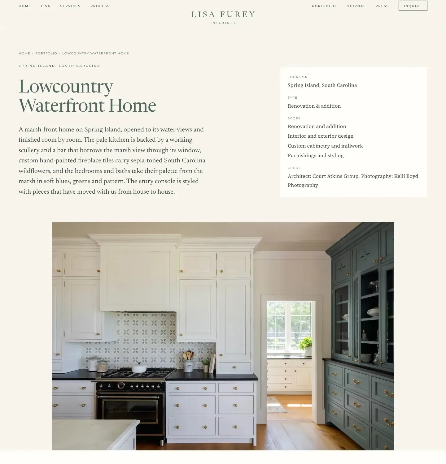Lisa Furey Interiors website, project page