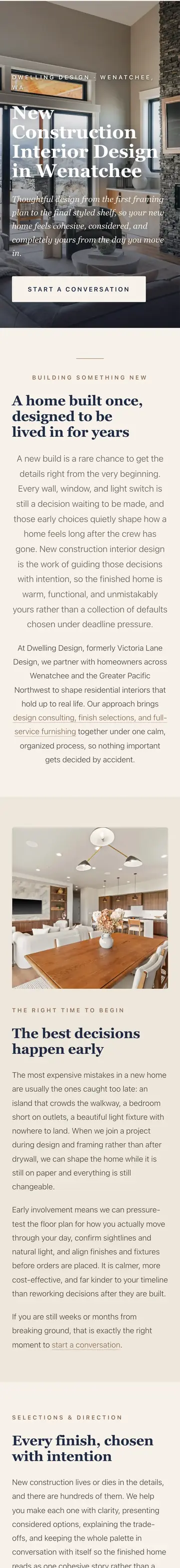 Dwelling Design Interiors website on iPhone