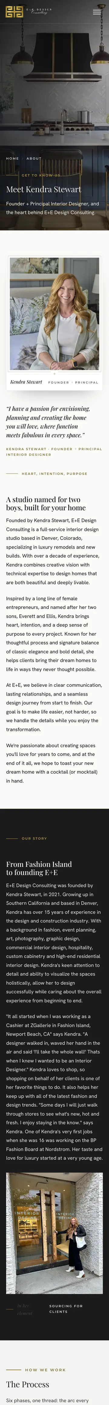 E+E Design Co. website on iPhone