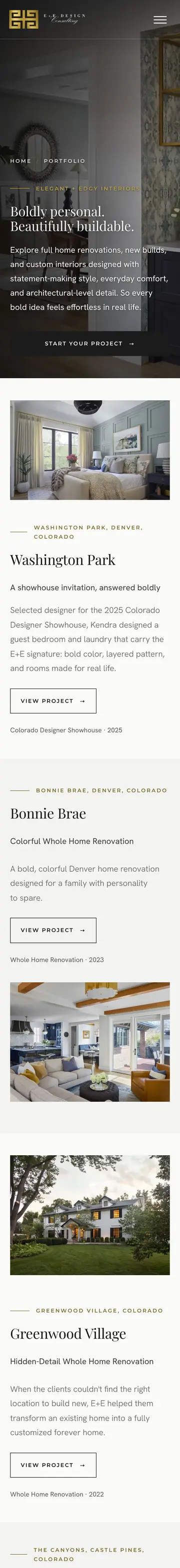 E+E Design Co. website on iPhone