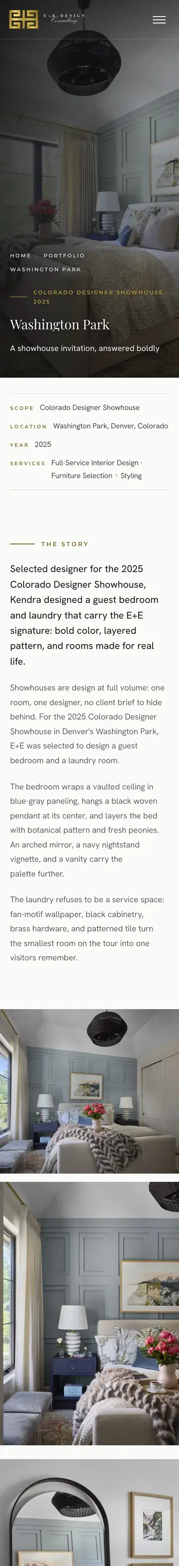 E+E Design Co. website on iPhone