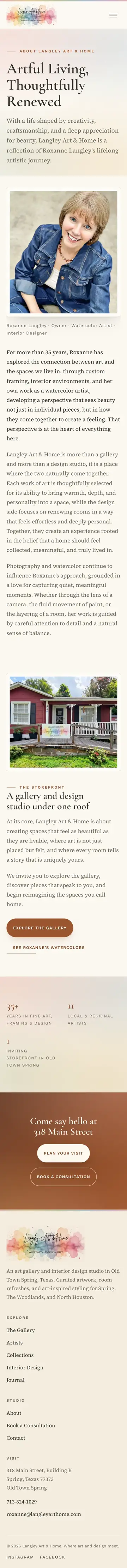 Langley Art & Home website on iPhone