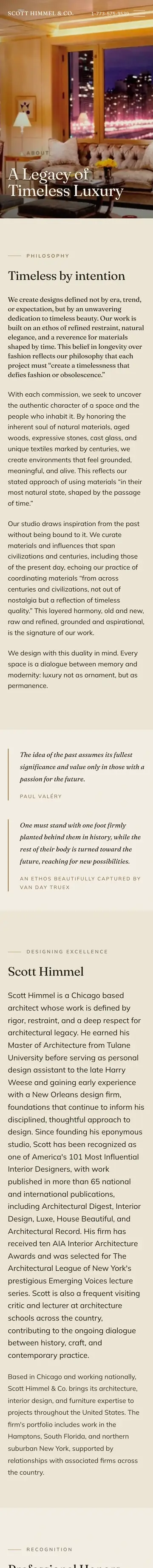 Scott Himmel & Co. website on iPhone