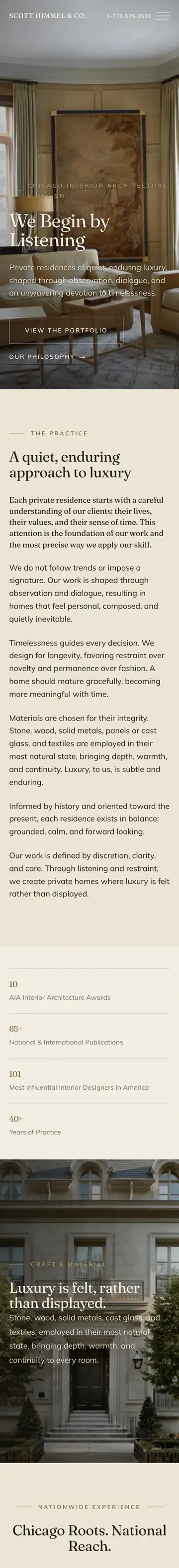 Scott Himmel & Co. website, home page on mobile